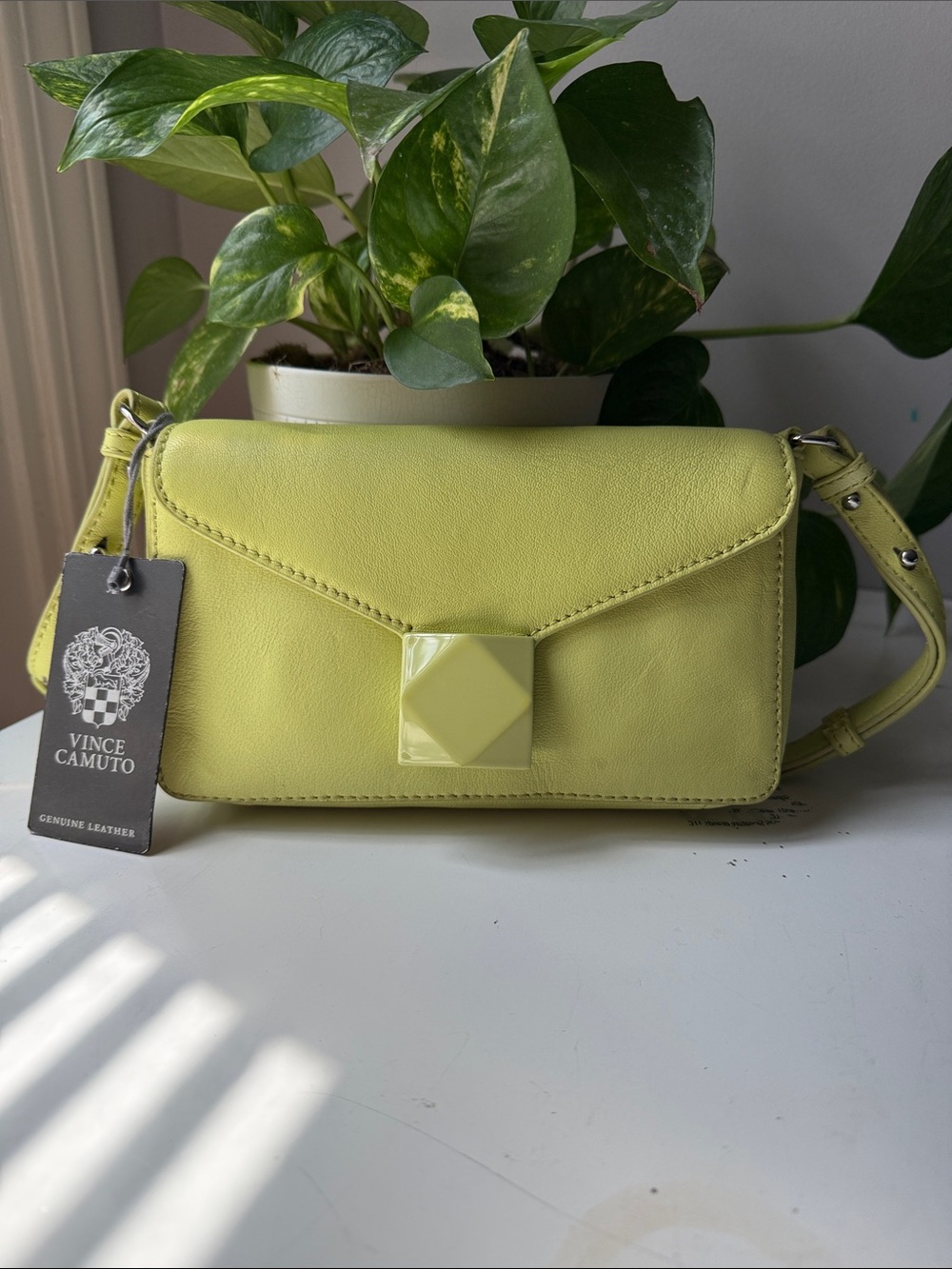 Vince Camuto Lemon Yellow/Lime Green Genuine Leather Crossbody
